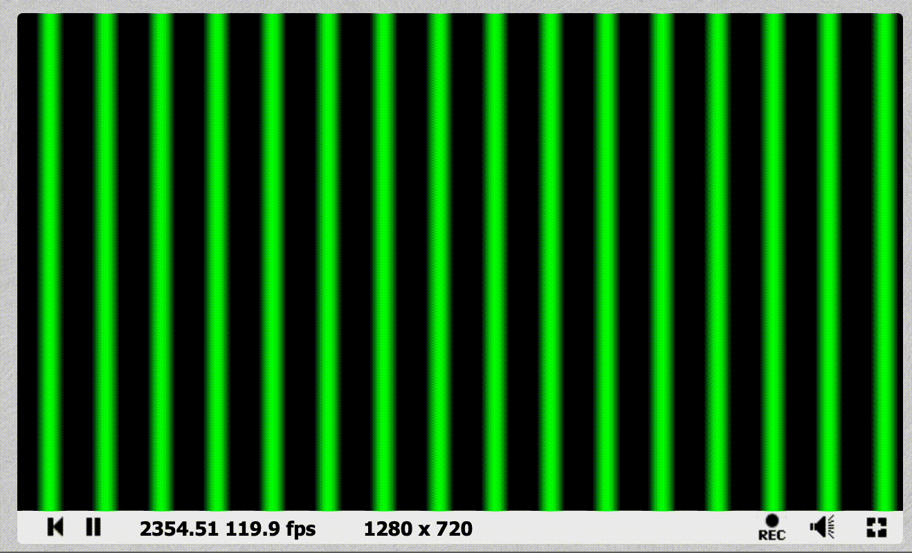 GIF of scrolling green stripes in Shadertoy preview interface